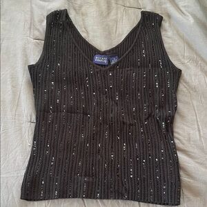 Black Sleeveless Top with Sequins
